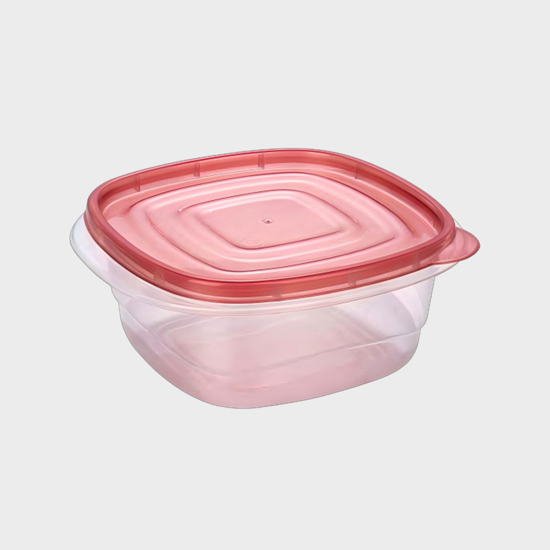 PFB010 Set de containere pătrate PP pentru alimente și agricultură, 1000 ml, cu capac roșu