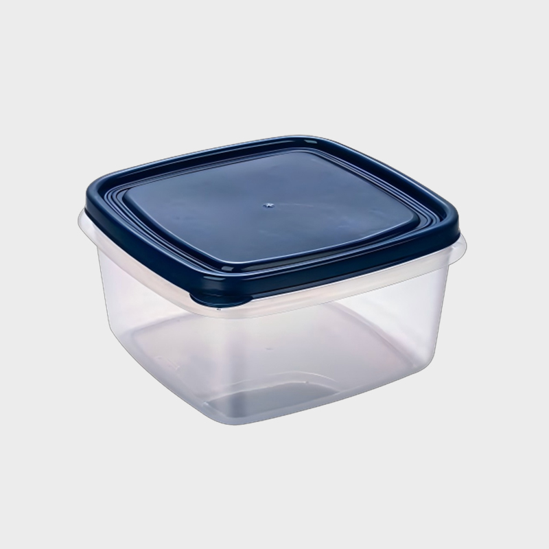 PFB022 Recipient pătrat echilateral de depozitare alimentară și agricolă din PP, 1250 ml, cu capac albastru
