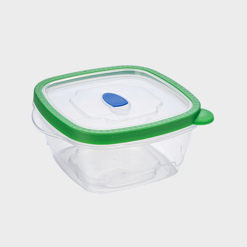 PFB028 Recipient pătrat pătrat de 1180 ml PP pentru conservarea alimentelor cu capac supramulat verde ventilat
